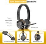Bluetooth Headset, Wireless Headset with Mic for Work, Bluetooth 5.3, Wireless Headphones with AI Noise Cancelling Microphone (Clear Calls & Mic Mute), USB Dongle, for Computer/PC/Laptop/Zoom - Image 4