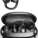 Clip On Earbuds Wireless Bluetooth 6.0, Over Ear Earbuds with Hooks, 60H Playtime IPX7 Waterproof Earphones with Dual Mics, Ultra-Comfort Sports Earbuds for Running Gym Cycling Workout