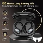 HAOYUYAN Wireless Earbuds, Sports Bluetooth Headphones, 80Hrs Playtime Ear Buds with LED Power Display, Noise Canceling Headset, IPX7 Waterproof Earphones for Workout/Running（Black） - Image 2