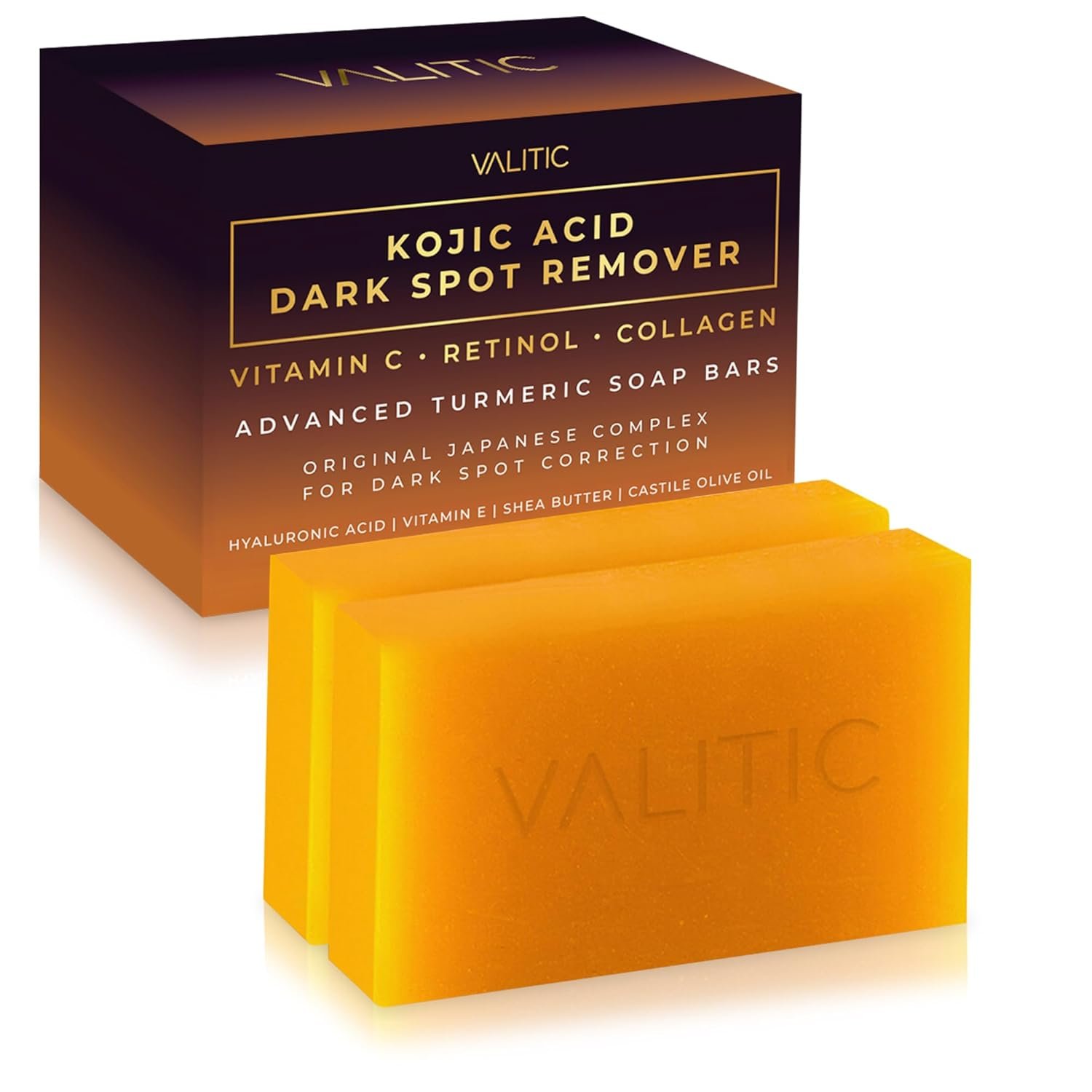 71FF60ZljPL._SL1500_.jpg VALITIC Kojic Acid Dark Spot Remover Soap Bars, Turmeric Bar Soaps 2 Pack - Image 1