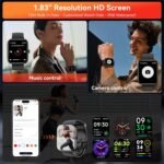 Smart Watch with Alexa Built-in, 1.83" HD Touchscreen Fitness Tracker, Bluetooth Notifications/Calls, IP68 Waterproof, 120+ Sport Modes, 24/7 Heart Rate & Sleep Monitor for iPhone Android iOS (Black) - Image 6