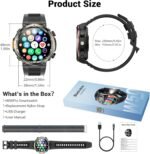 Military Smart Watch for Men with 100 Days Battery/Flashlight/Compass - Image 8