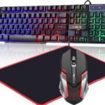 RGB Gaming Keyboard and Colorful Mouse Combo,USB Wired LED Backlight,Letter Glow,Mechanical Feeling for Laptop PC Computer Game and Work