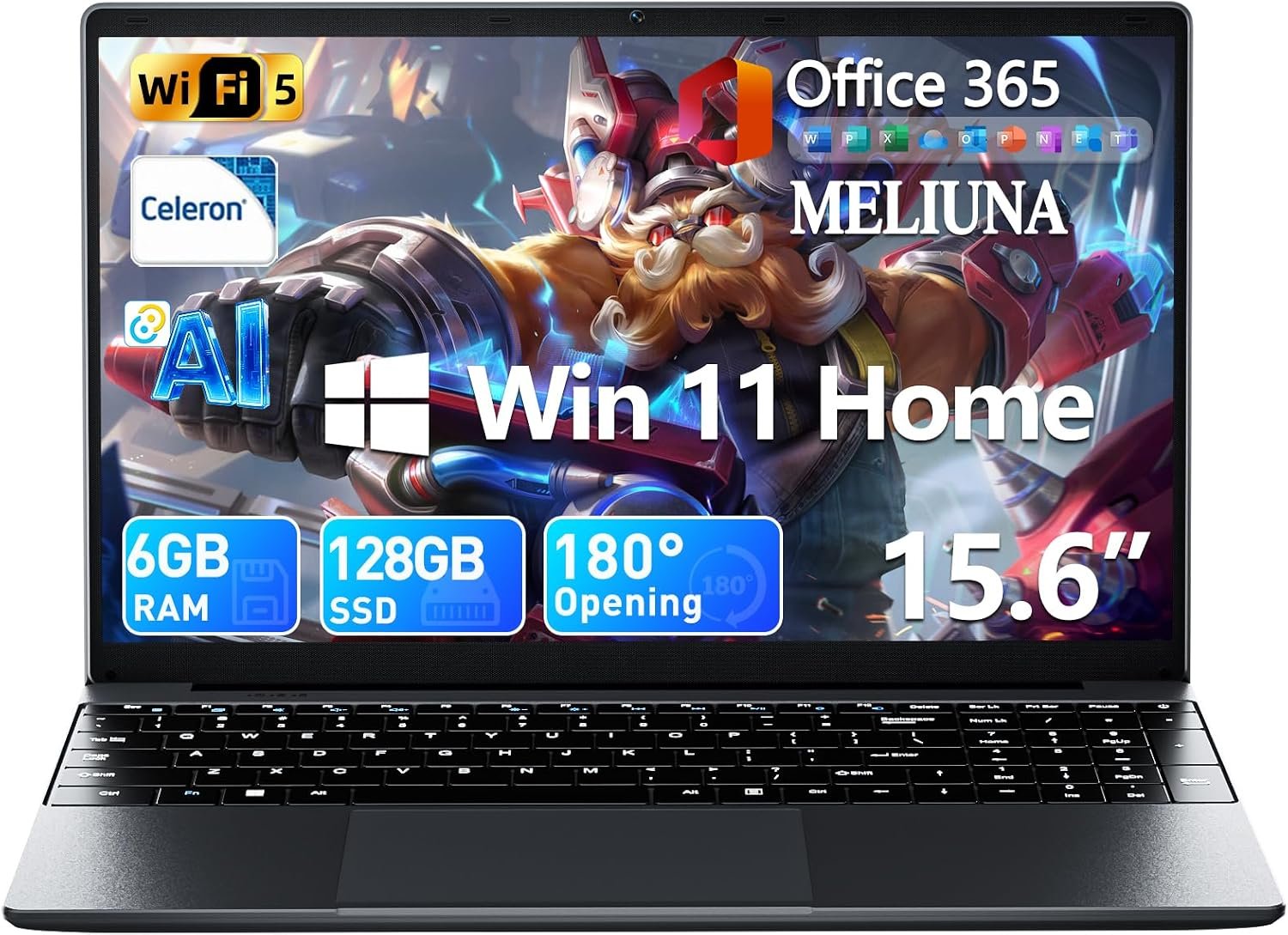71PbaDkBEpL._AC_SL1500_.jpg 15.6" AI Laptop, Office365, 6GB RAM, 128GB SSD, FHD Display, Win 11 - Image 1