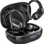 HAOYUYAN Wireless Earbuds, Sports Bluetooth Headphones, 80Hrs Playtime Ear Buds with LED Power Display, Noise Canceling Headset, IPX7 Waterproof Earphones for Workout/Running（Black）