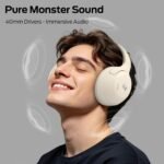 Monster Harmonic N22 ANC Active Noise Cancelling Headphones, Bluetooth Headphones Over Ear with 3 EQ Modes, 110H Playtime, HiFi Stereo Audio, Bluetooth 6.0, Wireless Headphones for Work Travel, White - Image 3