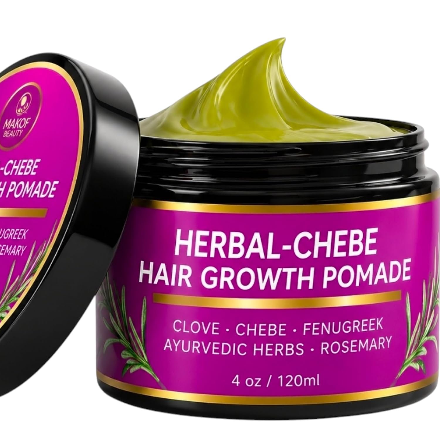 71VOGtmbqLL._SL1500_.jpg MAKOF BEAUTY Chebe Hair Growth Grease - Herbal Pomade with Clove, Fenugreek, Rosemary, Moringa & Ayurvedics Herbs for Hair Loss, Edges & Thinning Hair 4oz - Image 1