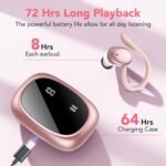 Bluetooth Headphones Wireless Earbuds 72hrs Playtime Wireless Charging Case Digital Display, Ear Buds with Earhook, Deep Bass 2.0, IPX7 Waterproof Over-Ear Earbuds for Android iOS Workout - Image 2