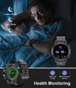 SUNKTA Military Smart Watch for Men(Answer/Dial Calls),100 Sports Modes, 5ATM Waterproof Fitness Watch with Heart Rate/SpO2/Blood Pressure for Android and iOS,1.39''HD DIY Screen Smartwatch Black - Image 5