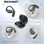 TRAUSI Wireless Earbuds Bluetooth 5.4 Headphones, IPX7 Waterproof Stereo Earphones with Noise Cancelling Mic, Open Ear Buds with Ergonomic Ear Hook for Fitness/Sports/Travel Black - Image 4
