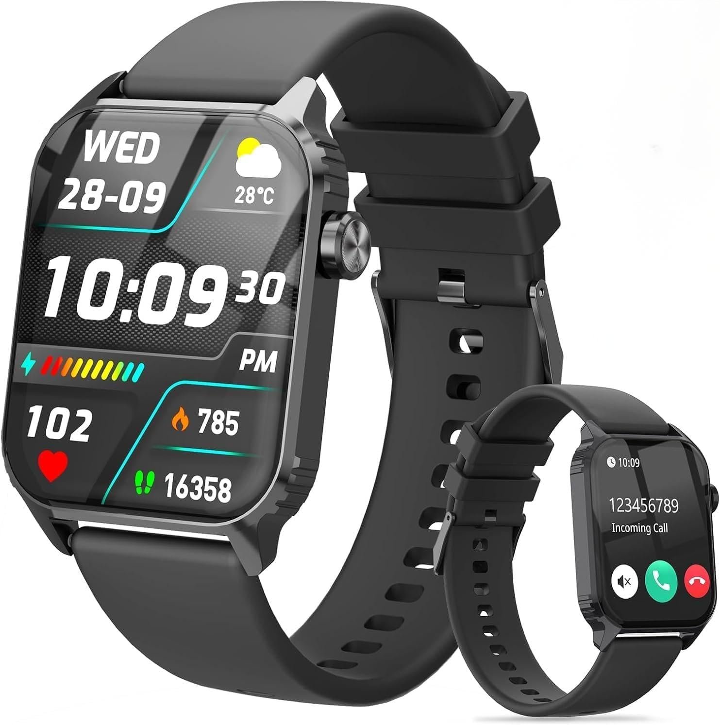 71Xft6d8LwL._AC_SL1500_.jpg Smartwatch with 1.83 inches Screen, 120 Workout Modes, Bluetooth Call & Alarm Clock, IP67 Waterproof Smart Watch with Heart Rate, Sleep Tracker for iPhone, Android (Black) - Image 1