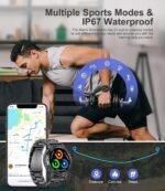 SUNKTA Military Smart Watch for Men(Answer/Dial Calls),100 Sports Modes, 5ATM Waterproof Fitness Watch with Heart Rate/SpO2/Blood Pressure for Android and iOS,1.39''HD DIY Screen Smartwatch Black - Image 3