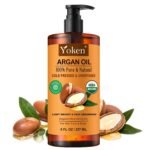 Yoken USDA Argan Oil 8oz, Cold Pressed Unrefined Moroccan Oil for Hair