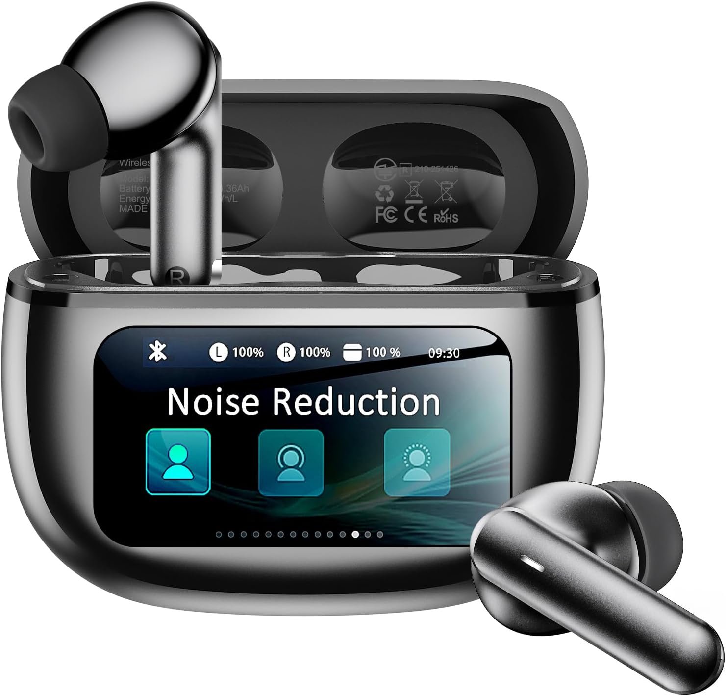 71hEilTfElL._AC_SL1500_.jpg Wireless Earbuds with Smart Touchscreen Case, AI Noise Cancelling Ear Buds - Image 1