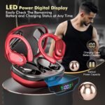 HAOYUYAN Wireless Earbuds, Sports Bluetooth Headphones, Noise Canceling Ear Buds with 80hr Playtime, LED Power Display, IPX7 Waterproof Earphones for Gym/Workout（Red） - Image 7