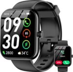 Smart Watch with Alexa Built-in, 1.83" HD Touchscreen Fitness Tracker, Bluetooth Notifications/Calls, IP68 Waterproof, 120+ Sport Modes, 24/7 Heart Rate & Sleep Monitor for iPhone Android iOS (Black)