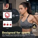 HAOYUYAN Wireless Earbuds, Sports Bluetooth Headphones, Noise Canceling Ear Buds with 80hr Playtime, LED Power Display, IPX7 Waterproof Earphones for Gym/Workout（Red） - Image 5