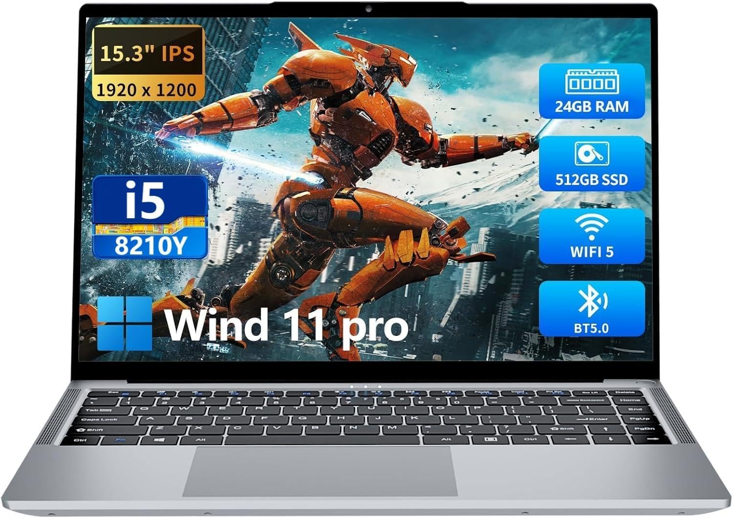 71rXc4vmrBL._AC_SL1500_.jpg KUMNOSAL 2026 Laptop,15.3 Inch Laptop with i5-8210Y(Up to 3.6GHz), 24GB RAM 512GB SSD,FHD IPS 1200p,180°Open Portable Laptop, WiFi 5, UHD Graphics, Win 11 Pro Laptops for Business Light Gaming - Image 1