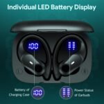 Active Noise Cancelling Ear Buds Wireless Bluetooth Headphones 80H Playtime Display Charging Case 50dB ANC Over Ear Hooks Earbuds with Hi-Res Sound & Clear Calls for Sports Running Gym Workout Black - Image 6
