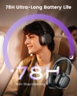 Active Noise Cancelling Headphones,78H Wireless Bluetooth Headphones,Black - Image 3