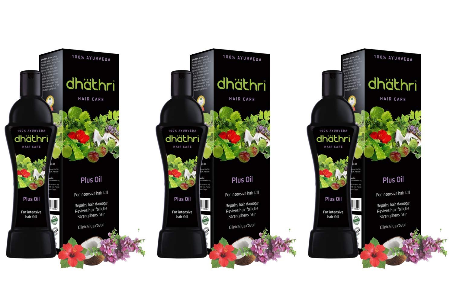 71tdikad0zL._SL1500_.jpg Dhathri Hair Care Plus Herbal Oil 100ml (Pack of 3) - Image 1