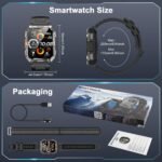 Military Smart Watch for Men(Answer/Make Call), Outdoor Sports Smartwatch with Flashlight/100 Days Battery/Compass/Heart Rate/SpO2/Sleep Monitor/2 Straps, Fitness Tracker for iPhone/Android Phones - Image 7