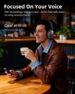 Hybrid Active Noise Cancelling Headphones,120H Playtime Wireless Headphones Bluetooth 6.0 with Power Display, 6-Mic ENC Calls, Hi-Res Audio Over Ear Headphones Foldable Headset for Travel Game Black - Image 3