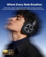 Hybrid Active Noise Cancelling Headphones 120H Playtime Wireless Headphones Bluetooth 6.0 Over Ear Headphones with 6 ENC HD Call Mic, Hi-Res 360° Spatial Audio ANC Headphone for Travel Workout Black - Image 2