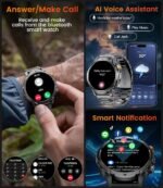 LIGE Military Smart Watches for Men(3 Bands),1000mAh Battery/1.7" HD Large Screen Smartwatch, Flashlight/120+ Sports Modes/Sleep Monitor, 5ATM Waterproof Fitness Tracker Watch for Android iOS,Black - Image 4