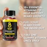 The Beard Club Biotin Beard Growth Vitamin Gummies - Hair Supplement for Men - Vitamins B12, E, & C to Support a Thicker Fuller Looking Facial Hair - Strawberry Gummy - Image 3