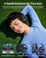 Hybrid Active Noise Cancelling Headphones 120H Playtime Wireless Headphones Bluetooth 6.0 Over Ear Headphones with 6 ENC HD Call Mic, Hi-Res 360° Spatial Audio ANC Headphone for Travel Workout Black - Image 7