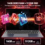 2026 Laptop, 16’’ Laptop Computer with Core i5-8210Y Processor (Up to 3.6GHz) 16GB RAM 512GB SSD, UHD Graphics, FHD 1920*1200, WiFi 5, BT 5.0, 180°Open Lap Top, Win 11 Pro, Backlit Keyboard - Image 4