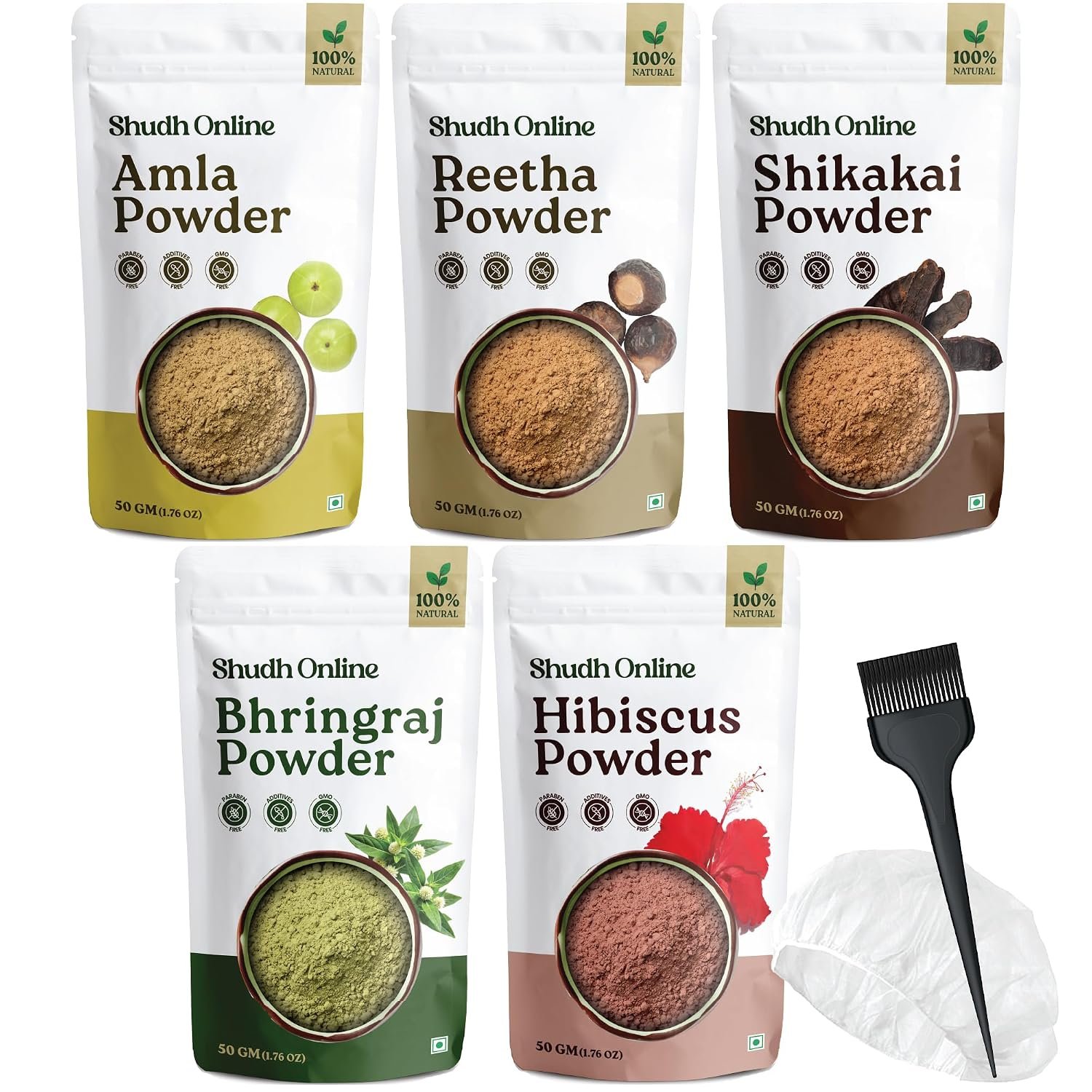 81Zw0icb6wL._SL1500_.jpg Homeda 5in1 Amla Reetha Shikakai Bhringraj Hibiscus Hair Powder 1.75oz x 5 - Image 1