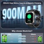 Military Smart Watch for Men(Answer/Make Call), Outdoor Sports Smartwatch with Flashlight/100 Days Battery/Compass/Heart Rate/SpO2/Sleep Monitor/2 Straps, Fitness Tracker for iPhone/Android Phones - Image 3