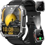 Military Smart Watch for Men with 100-Day Standby/Flashlight/Compass