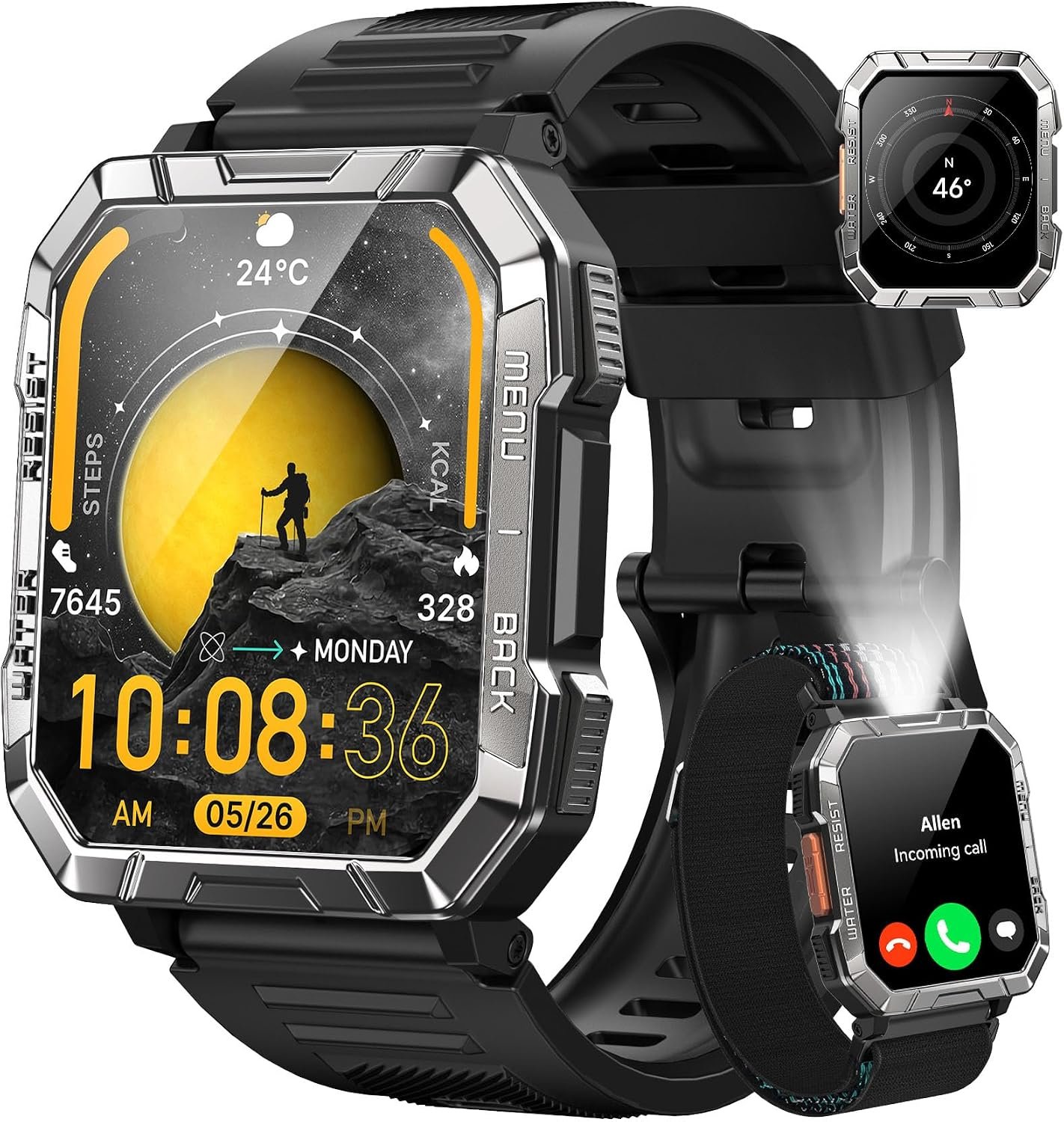 81e0bLS4R8L._AC_SL1500_.jpg Military Smart Watch for Men with 100-Day Standby/Flashlight/Compass - Image 1