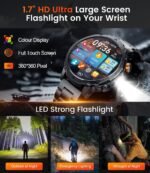 LIGE Military Smart Watches for Men(3 Bands),1000mAh Battery/1.7" HD Large Screen Smartwatch, Flashlight/120+ Sports Modes/Sleep Monitor, 5ATM Waterproof Fitness Tracker Watch for Android iOS,Black - Image 8