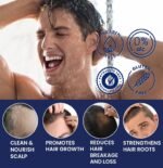 Biotin Hair Growth Shampoo for Men: Natural Thickening Shampoo with Tea Tree Oil Ginseng Mint for Hair Loss and Thinning Hair - 2 Packs - Image 3