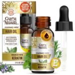 GuruNanda Rosemary Mint for Hair Growth with Keratin & Vitamin E Oil - Encourages Scalp, Shine & Hair Strengthening- 100% Natural, Cruelty-Free, 2oz