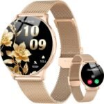 Jugeman Smart Watches for Women, Womens Watch for Daily Wear with Step Heart Rate Sleep Tracking, IP68 Waterproof Lightweight Wrist Smartwatch for Work Travel Fitness, Gifts for Women (Rose Gold)